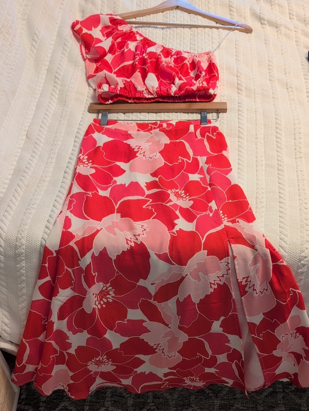 Petal & Pup Red and Light Pink Floral Two-Piece Set